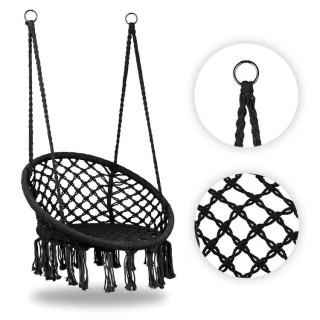 Viseči boho stol v črni barvi