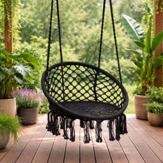 Viseči boho stol v črni barvi