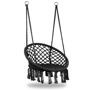 Viseči boho stol v črni barvi