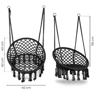Viseči boho stol v črni barvi