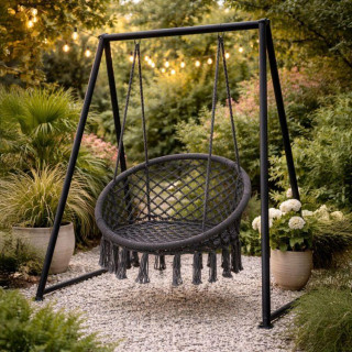 Siv viseči boho stol