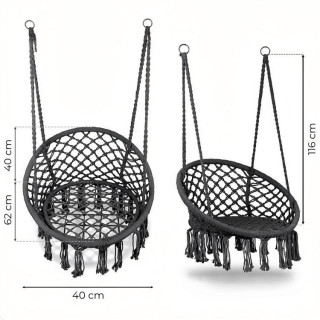 Siv viseči boho stol