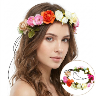 Venček za lase s pisanimi rožami