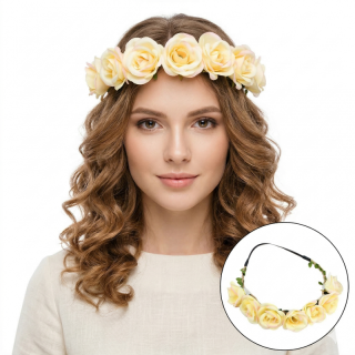 Krem venček za lase z vrtnicami