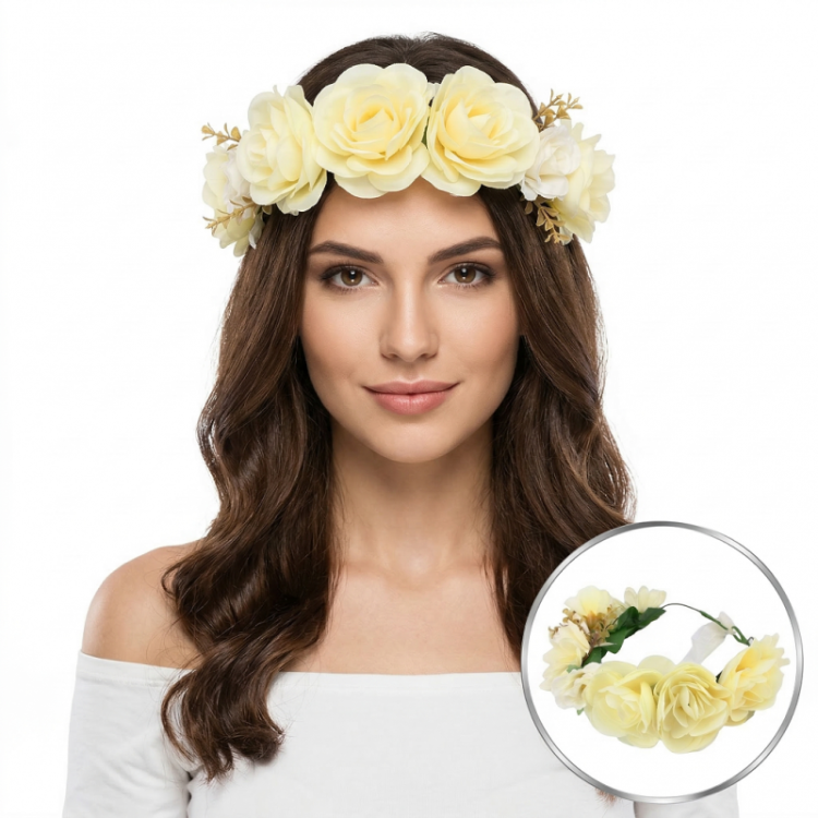 Venček za lase z belimi potonikami