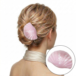 Marmorno roza sponka za lase - školjka