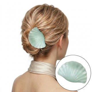 Zelena marmorna sponka za lase - školjka