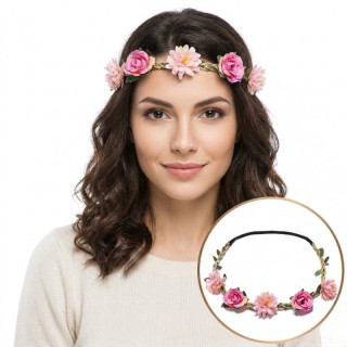 Venček za lase z roza cvetovi