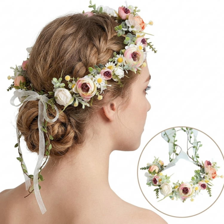 Cvetlični ženski venec za lase