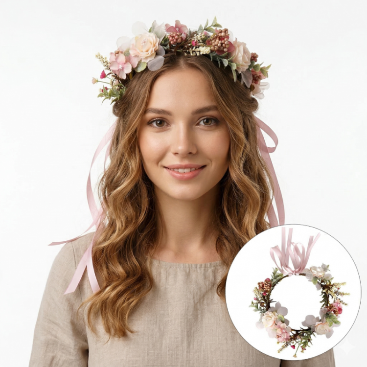 Cvetlični boho venec za lase