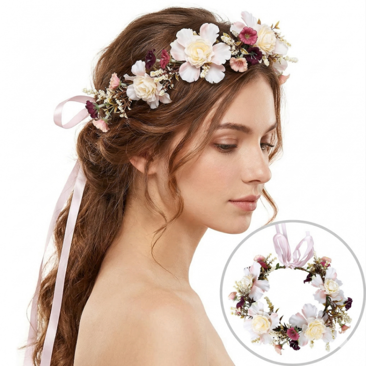 Roza boho venček za lase