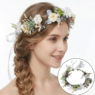 Venček za lase z belimi cvetovi