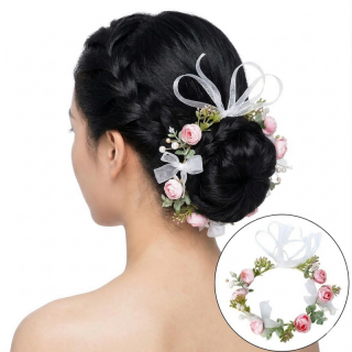 Roza cvetlični boho venec