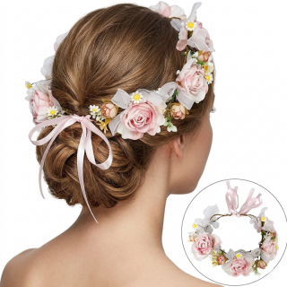 Boho venček za lase z velikimi cvetovi