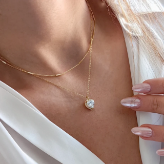 Pozlátený náhrdelník so zirkónovým srdcom