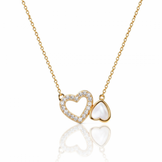 Pozlačena ogrlica z dvema povezanima srcema